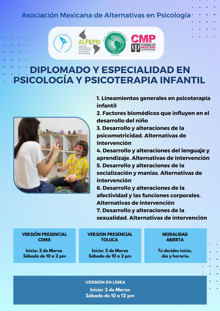 Diplomado y especialidad en Psicología y Psicoterapia infantil